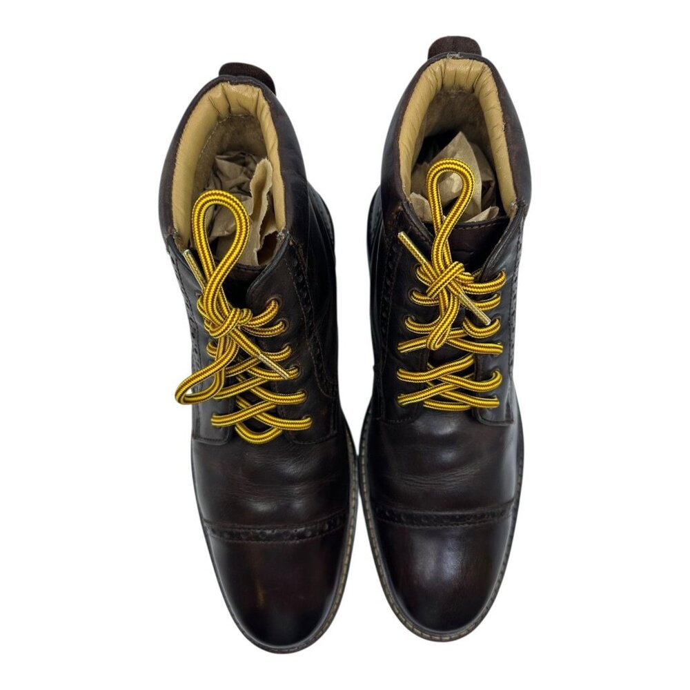 Florsheim Fenway Brogue Cap-Toe Boots Sz 9D Brown Design Cap Toe Preowned - Picture 10 of 14
